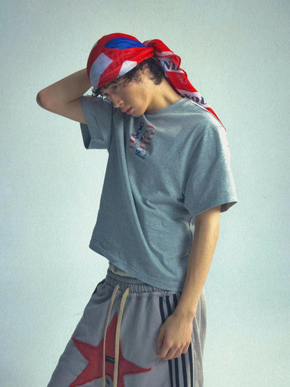Vintage Washed Cotton Tee With Wide Shoulder Retro Fit