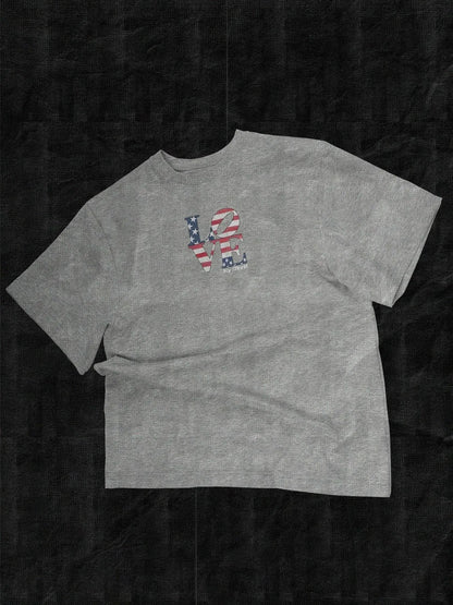 Vintage Washed Cotton Tee With Wide Shoulder Retro Fit