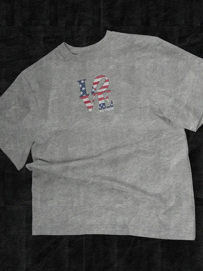 Vintage Washed Cotton Tee With Wide Shoulder Retro Fit