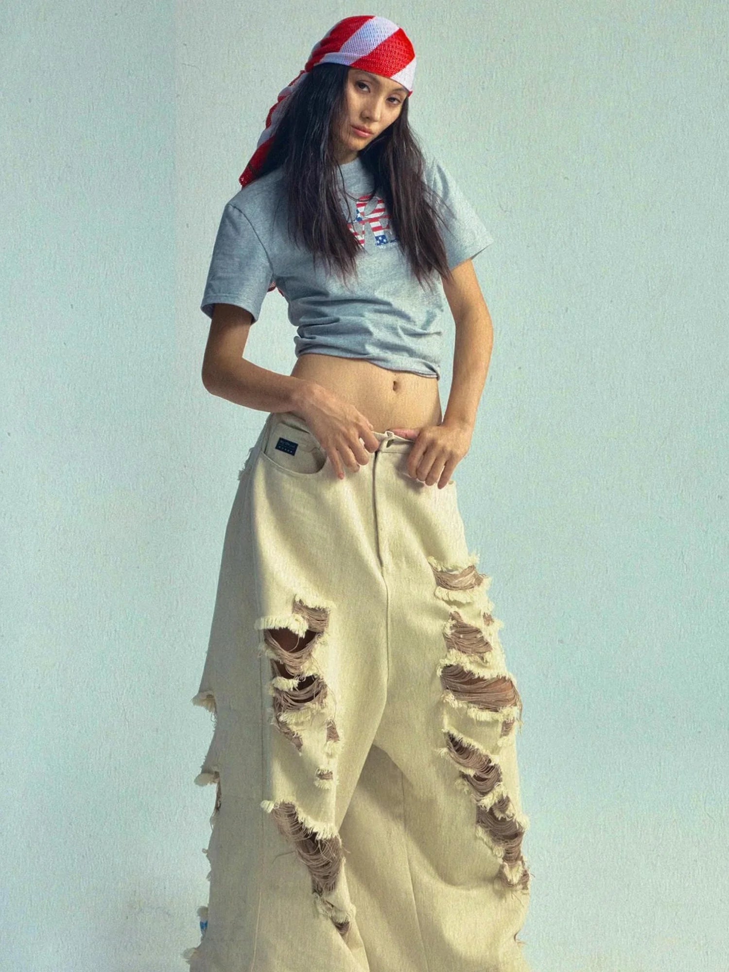 Vintage Washed High Waisted Ruffle T-shirt