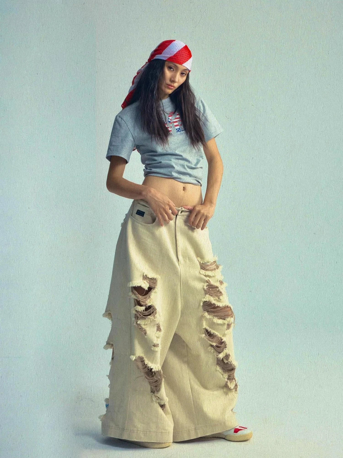 Vintage Washed High Waisted Ruffle T-shirt