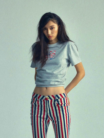 Vintage Washed High Waisted Ruffle T-shirt