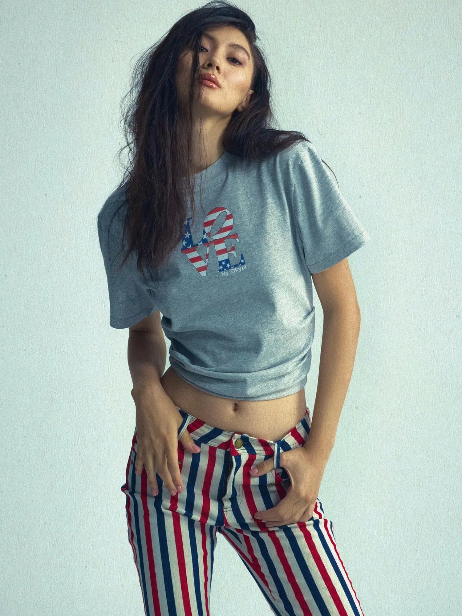 Vintage Washed High Waisted Ruffle T-shirt