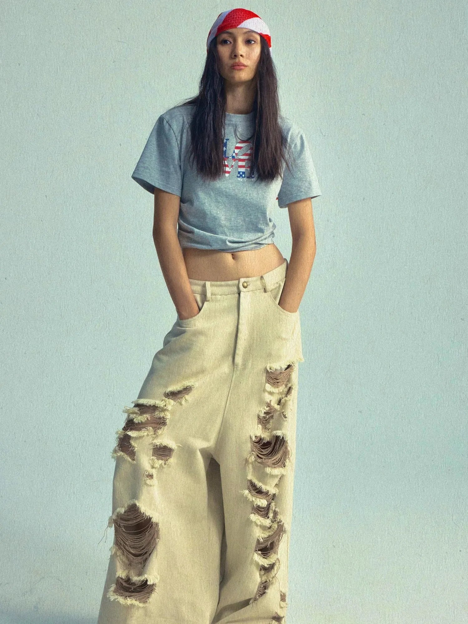 Vintage Washed High Waisted Ruffle T-shirt