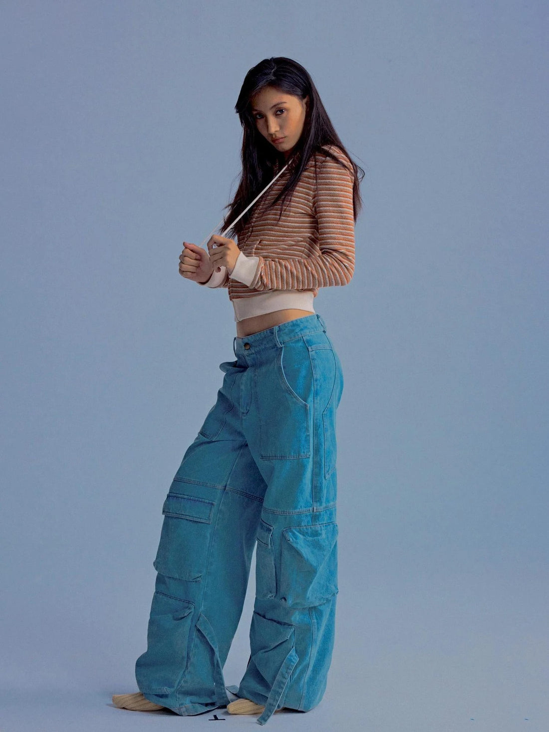 Vintage Washed High Weight Cotton Multi Pocket Jeans