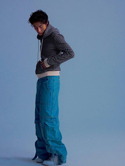 Vintage Washed High Weight Cotton Multi Pocket Jeans