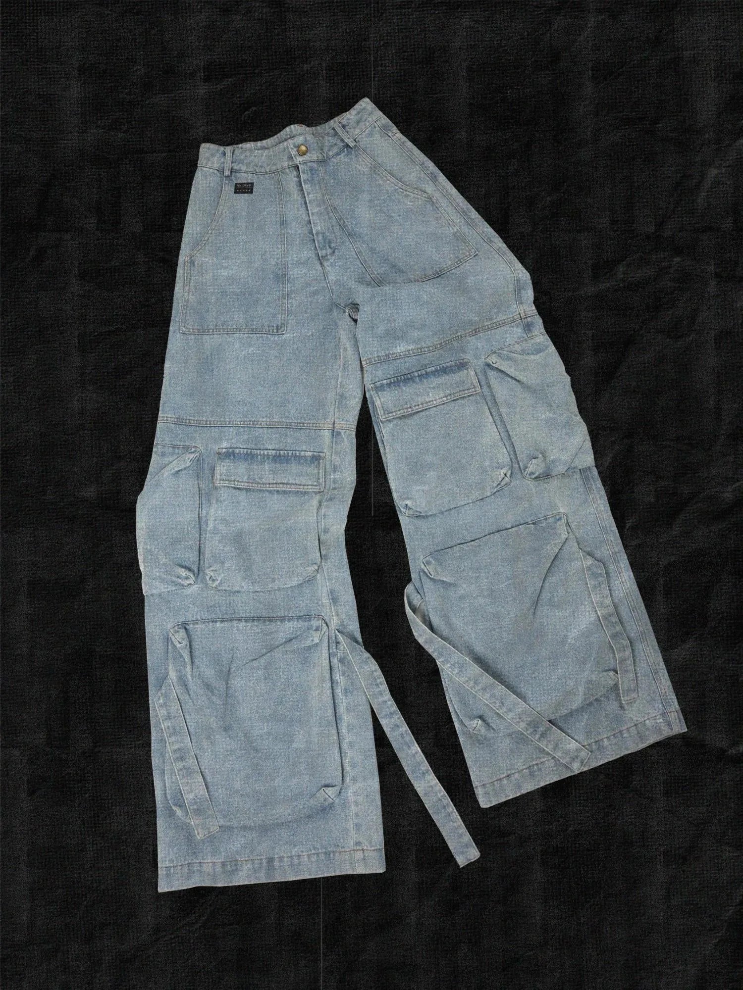 Vintage Washed High Weight Cotton Multi Pocket Jeans
