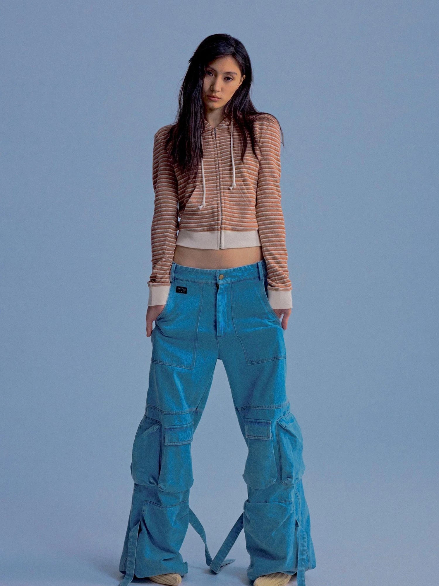 Vintage Washed High Weight Cotton Multi Pocket Jeans