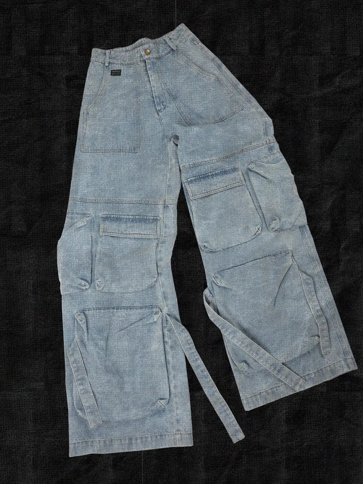 Vintage Washed High Weight Cotton Multi Pocket Jeans