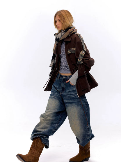 Vintage Washed Nevada Tapered Pleated Jeans