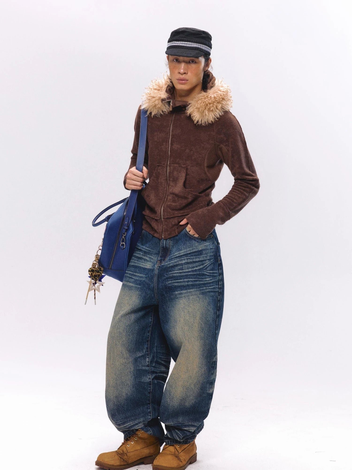 Vintage Washed Nevada Tapered Pleated Jeans