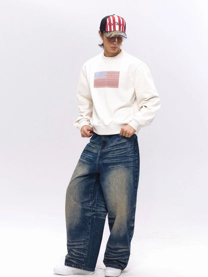 Vintage Washed Nevada Tapered Pleated Jeans