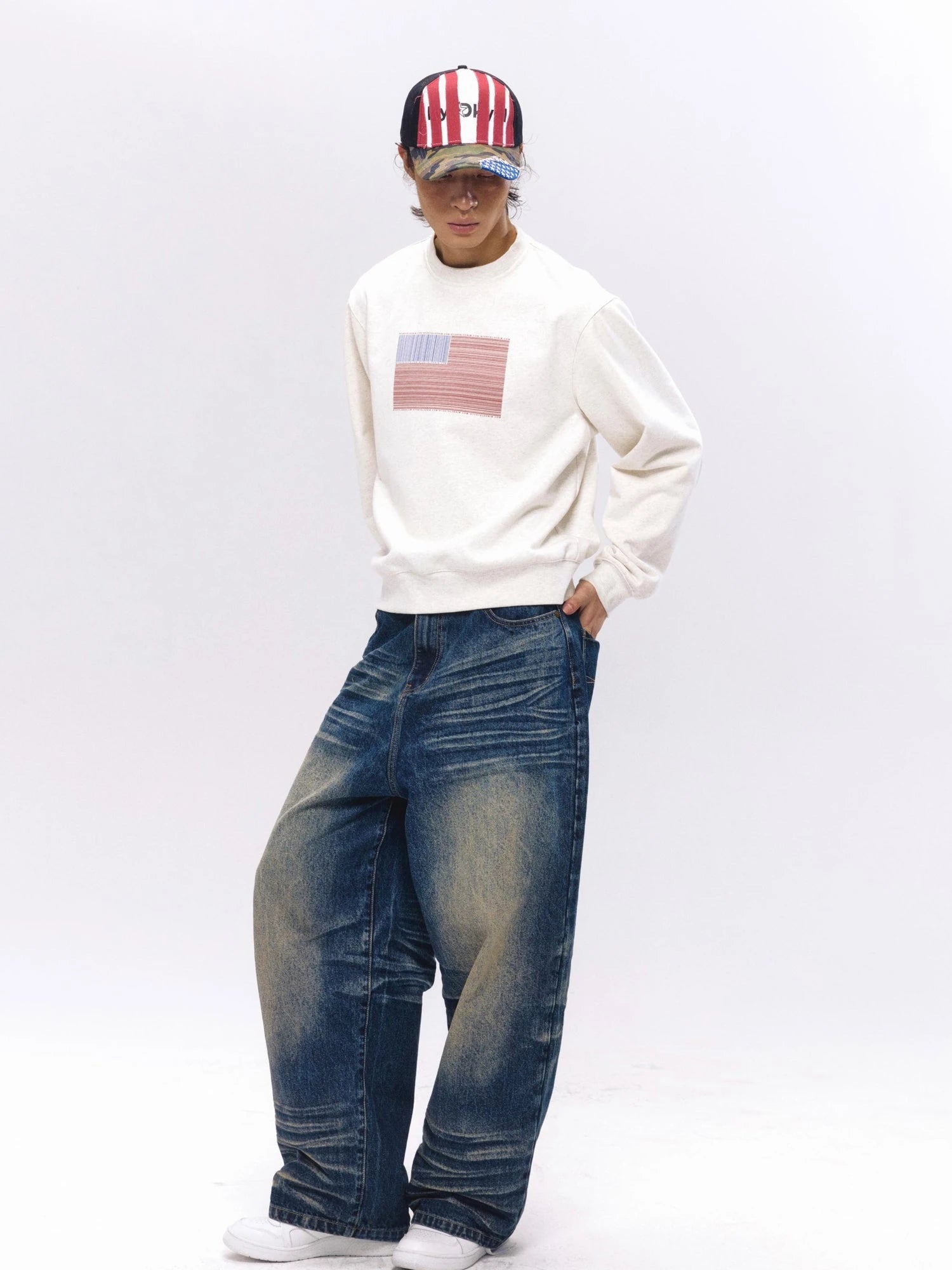 Vintage Washed Nevada Tapered Pleated Jeans