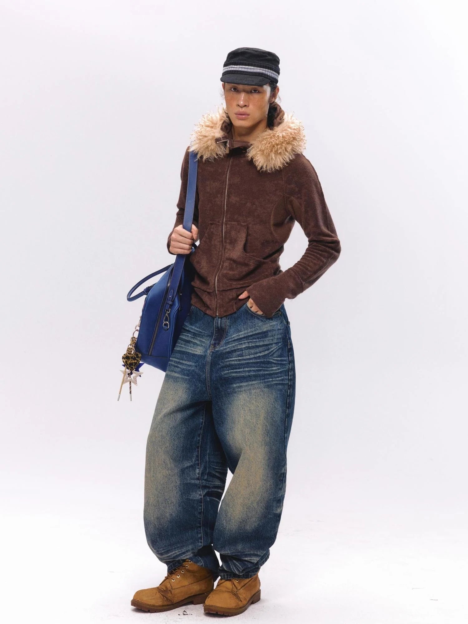Vintage Washed Nevada Tapered Pleated Jeans