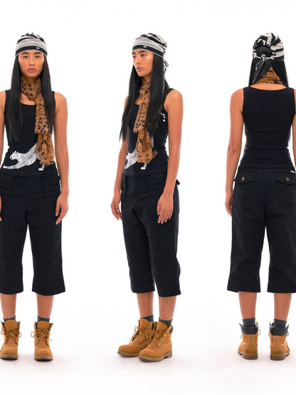 NyDkyel Vintage Washed Pique Large Pocket Loose Cargo Women&
