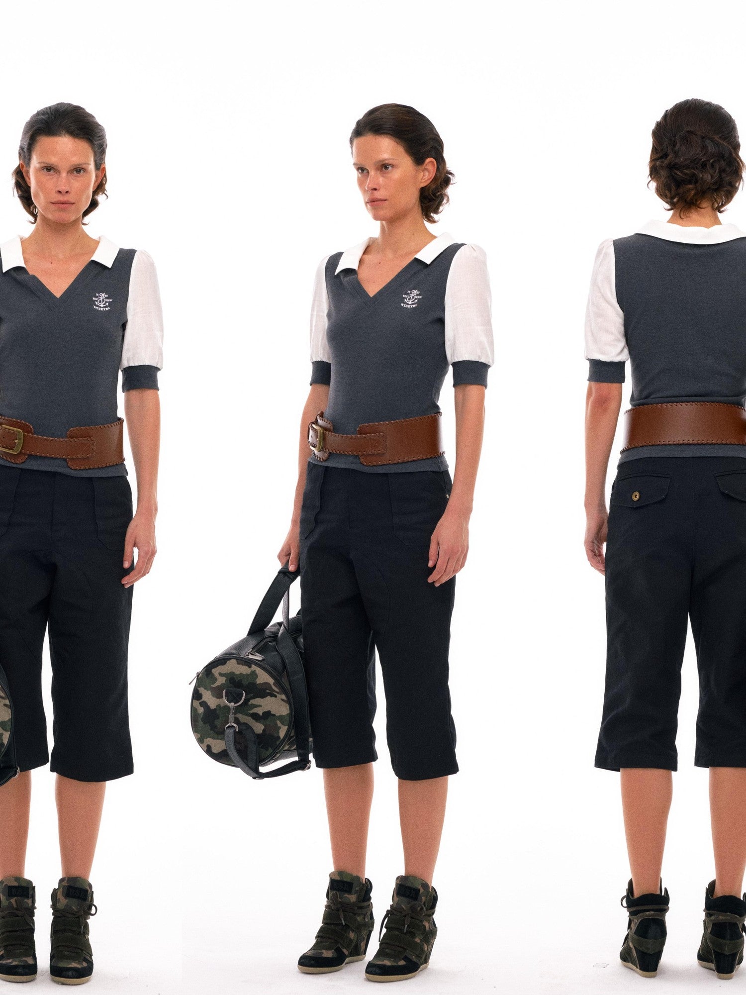 NyDkyel Vintage Washed Pique Large Pocket Loose Cargo Women&