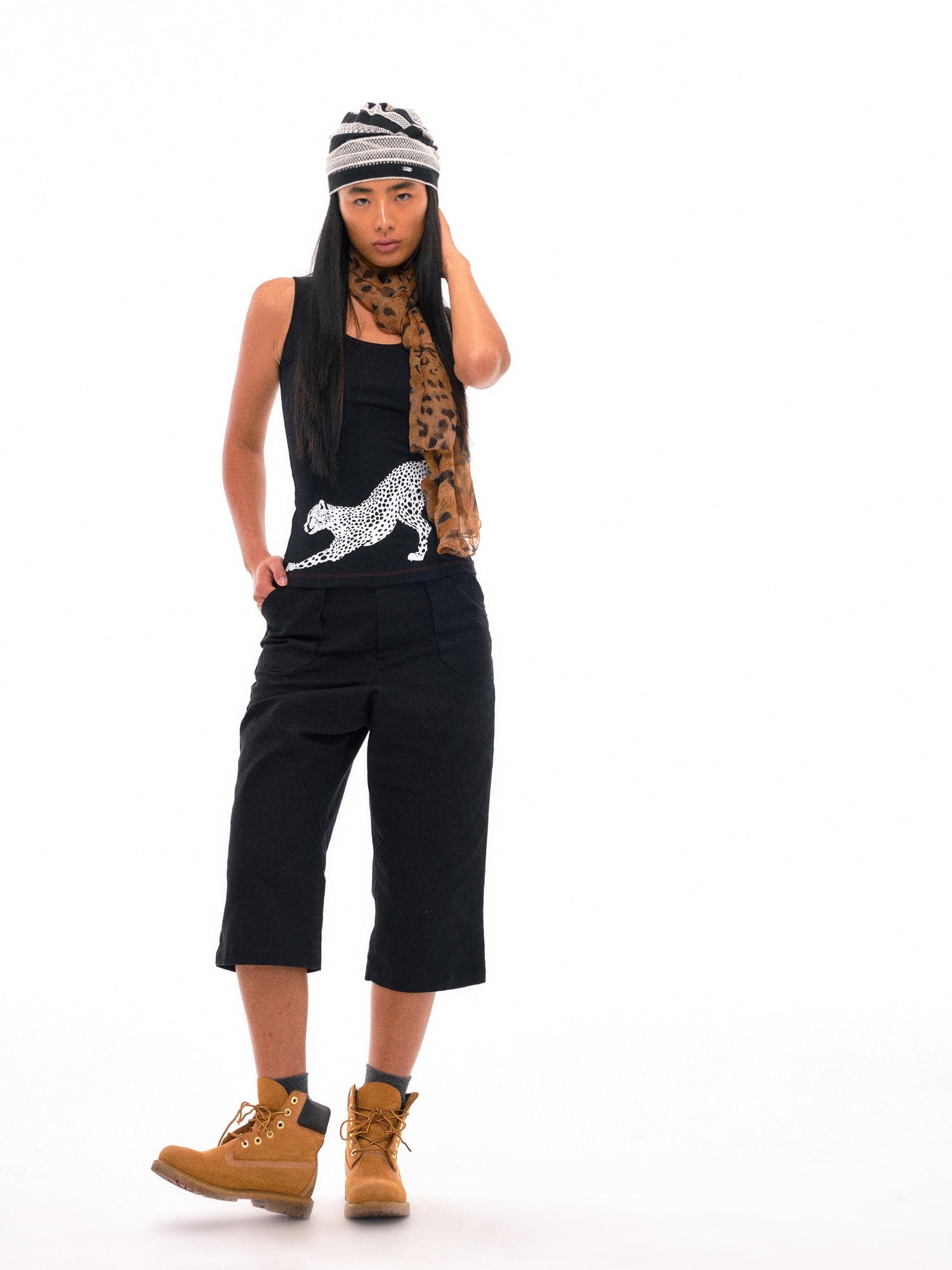NyDkyel Vintage Washed Pique Large Pocket Loose Cargo Women&
