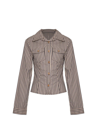 Vintage Western Striped Cotton Shirt