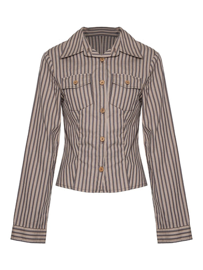 Vintage Western Striped Cotton Shirt