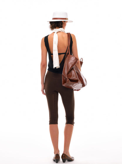 NyDkyel Viscose U Back Slip Top With Draped Cowl Neck