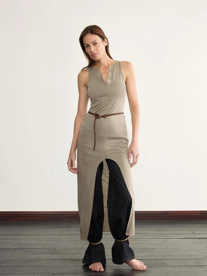 Volcanic Ash Straight Leg Denim With 3D Tucks