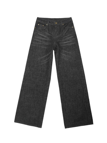 Volcanic Ash Straight Leg Denim With 3D Tucks