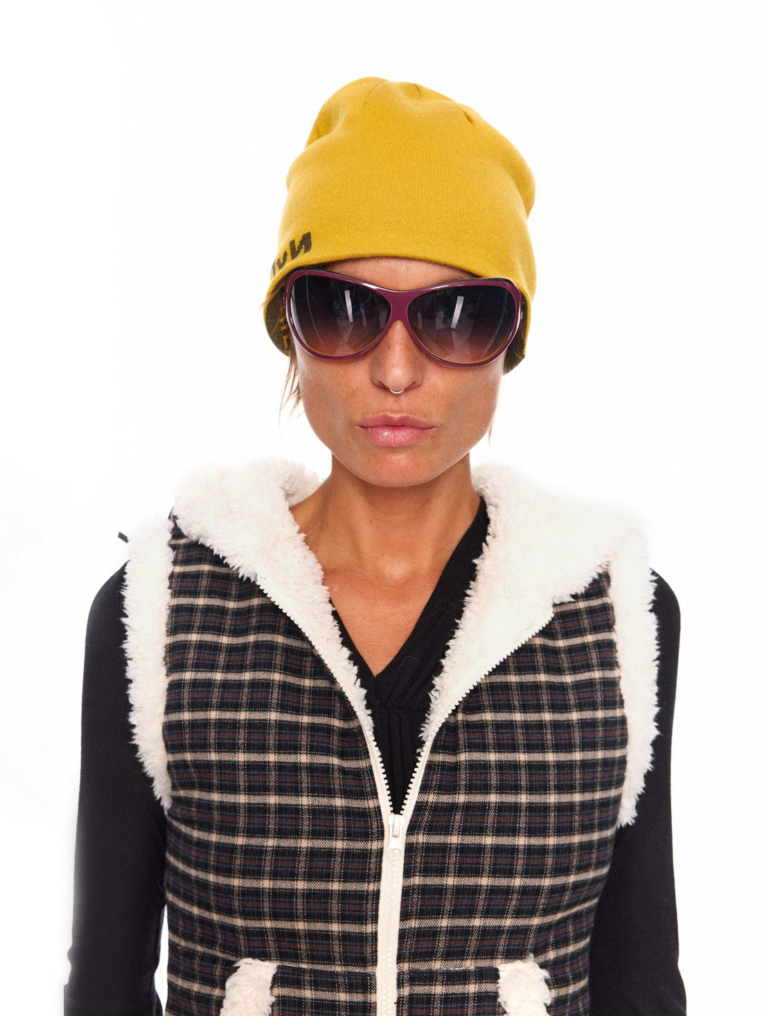 NyDkyel Warm Wool Lined Vintage Plaid Short Zip Cotton Blend Outerwear Vest