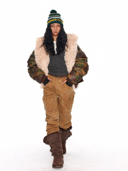 NyDkyel Waterproof Camouflage Low Waist Tapered Pocketed Unisex Cotton Pants