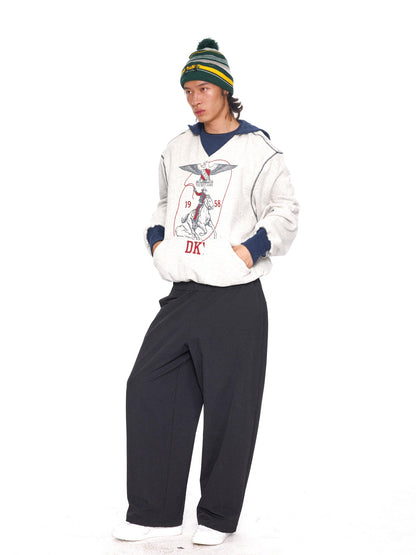 NyDkyel Waterproof Coated Nylon Double Waist Low Rise Straight Leg Hiking Unisex Pants