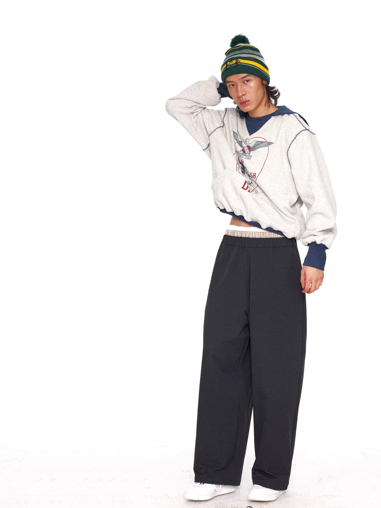 NyDkyel Waterproof Coated Nylon Double Waist Low Rise Straight Leg Hiking Unisex Pants