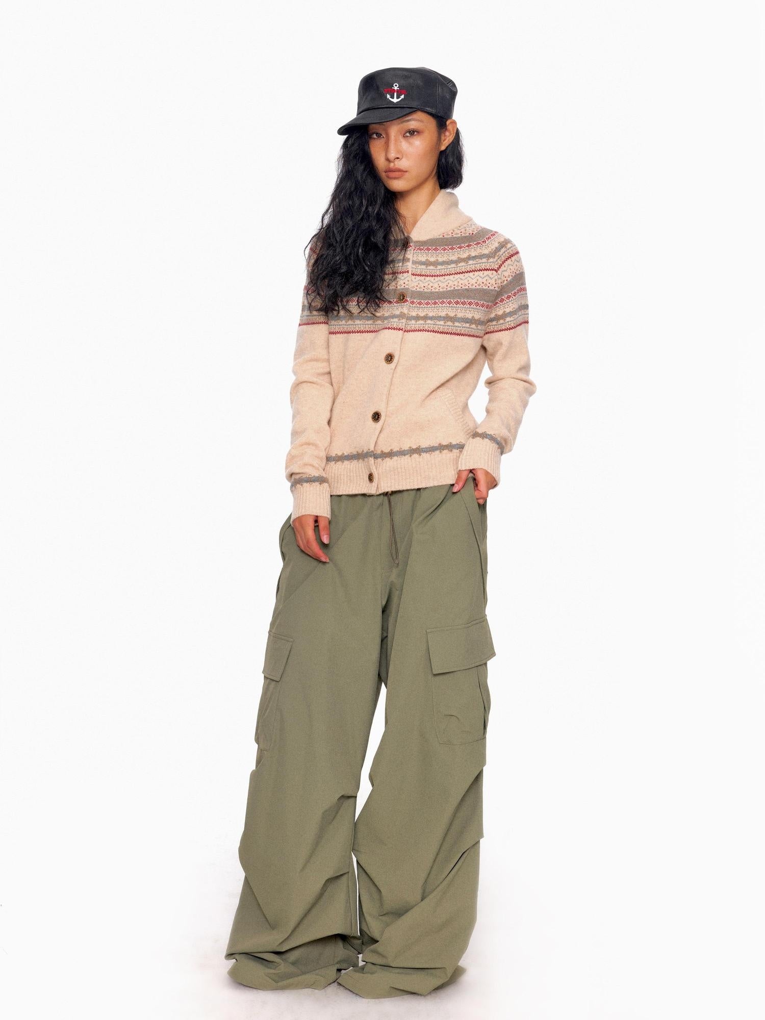 NyDkyel Waterproof Stretch Pleated Loose Straight Hiking Elastic Waist Forest Green Pants
