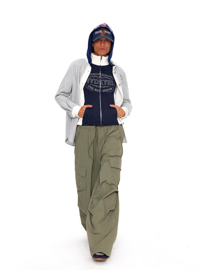 NyDkyel Waterproof Stretch Pleated Loose Straight Hiking Elastic Waist Forest Green Pants