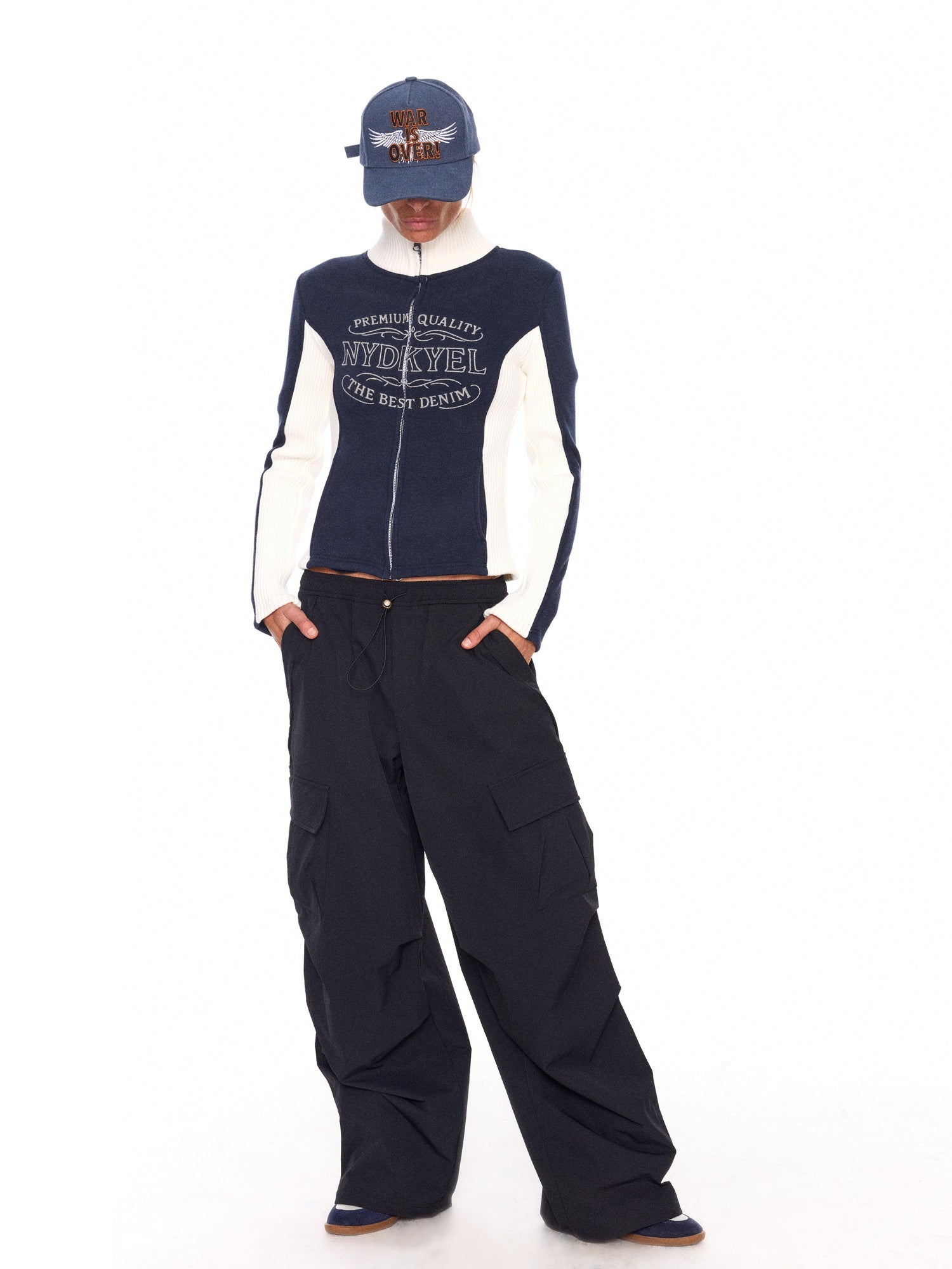 NyDkyel Waterproof Stretch Pleated Loose Straight Hiking Elastic Waist Forest Green Pants