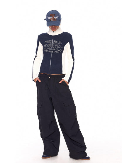 NyDkyel Waterproof Stretch Pleated Loose Straight Hiking Elastic Waist Forest Green Pants