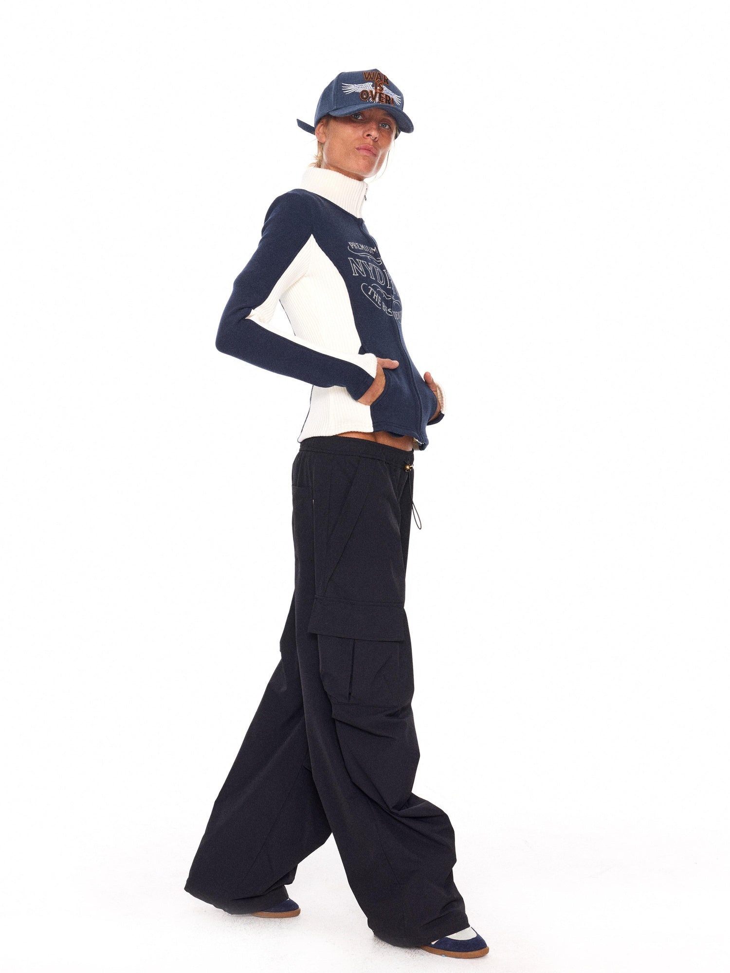 NyDkyel Waterproof Stretch Pleated Loose Straight Hiking Elastic Waist Forest Green Pants