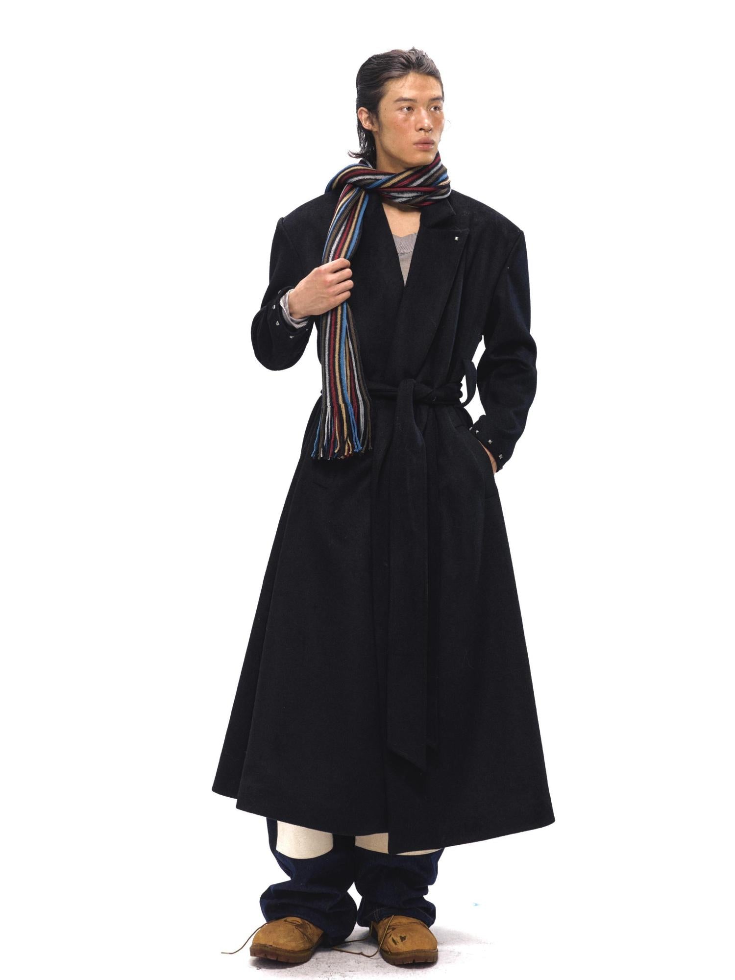 NyDkyel Western Silhouette Wool Blend Coat With Rivet Details