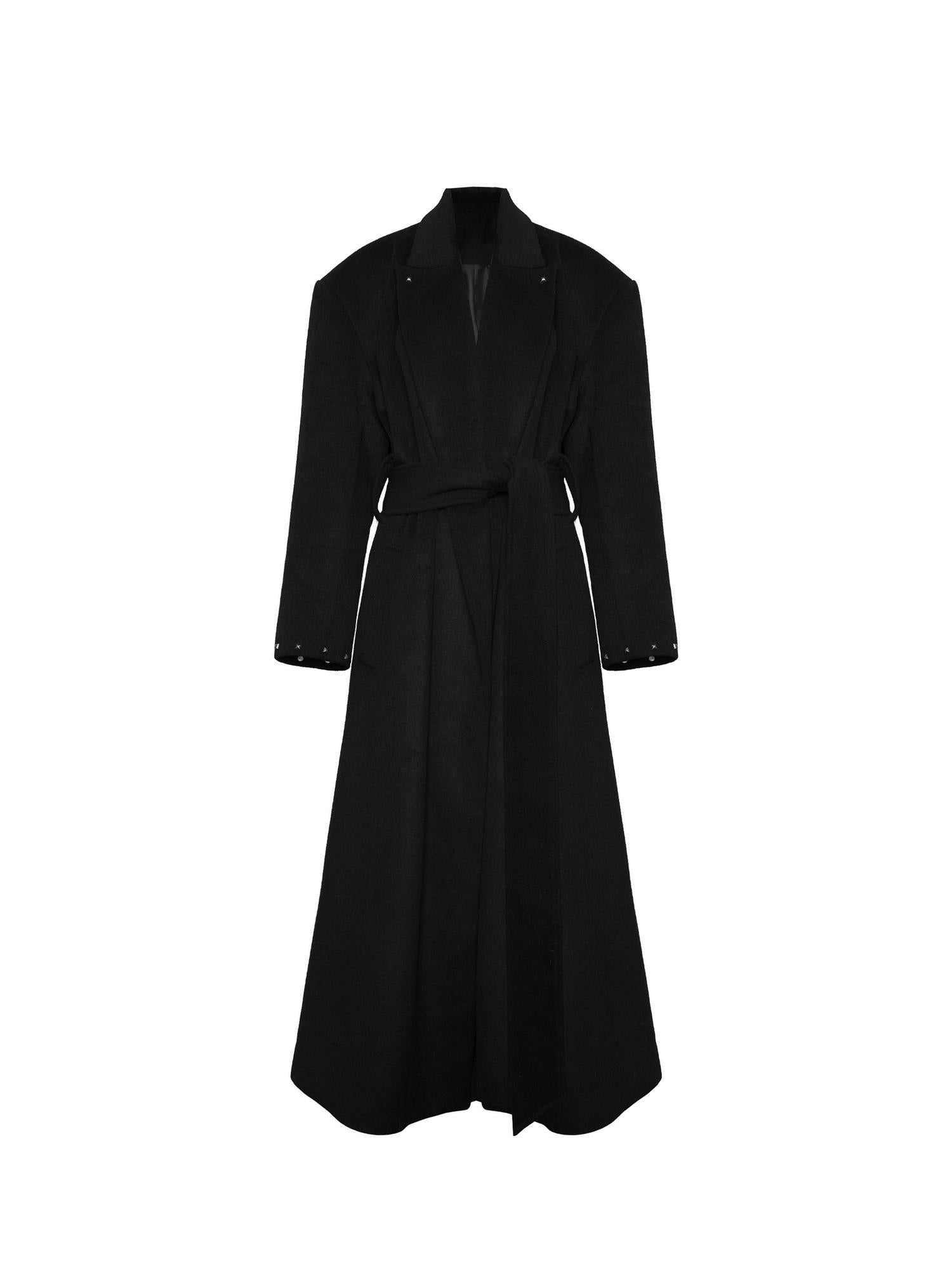 NyDkyel Western Silhouette Wool Blend Coat With Rivet Details