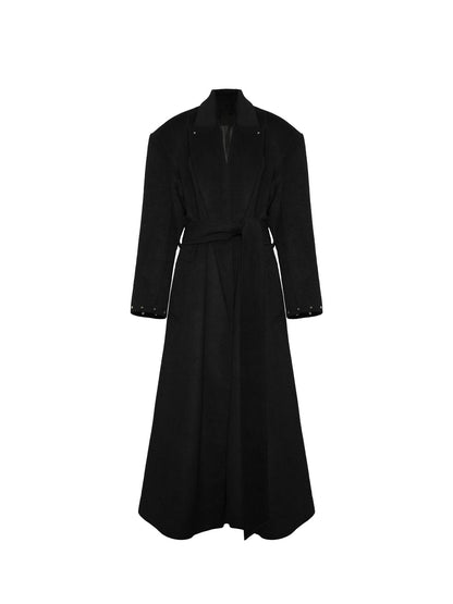 NyDkyel Western Silhouette Wool Blend Coat With Rivet Details
