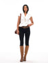 NyDkyel White Denim Shirt Jacket with Contrast Stitching and Wood Toggles