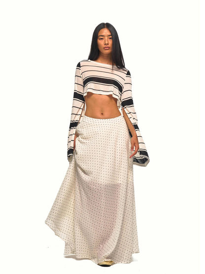 NyDkyel White Polka Dot Sheer Low Waist Women&