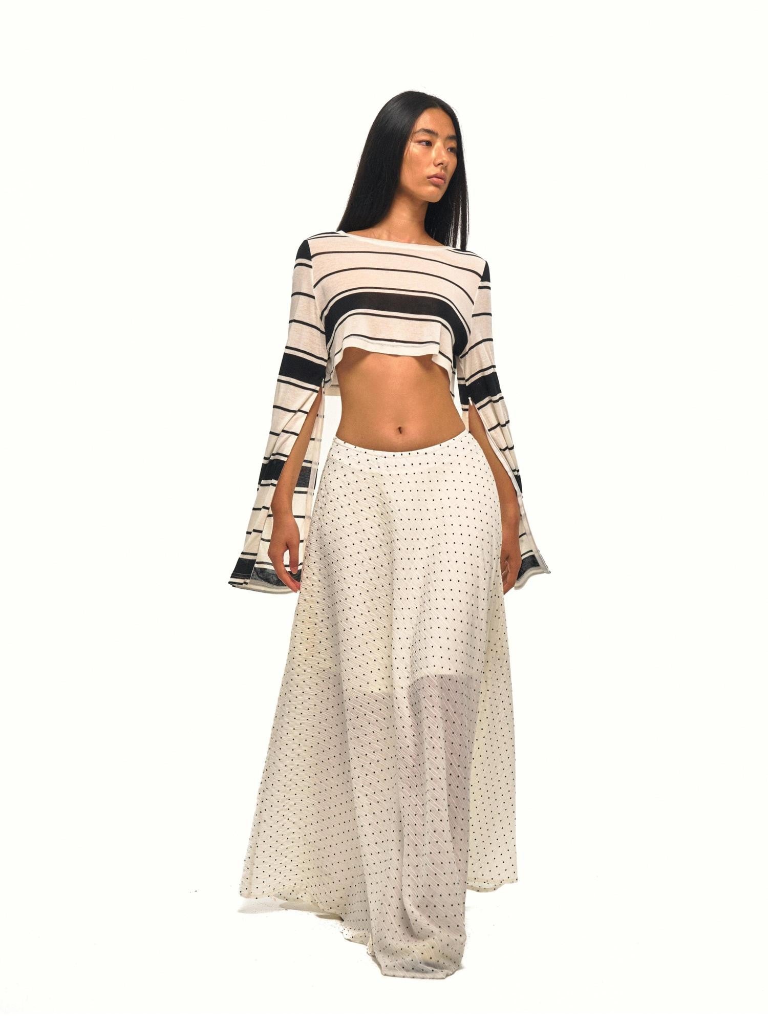 NyDkyel White Polka Dot Sheer Low Waist Women&