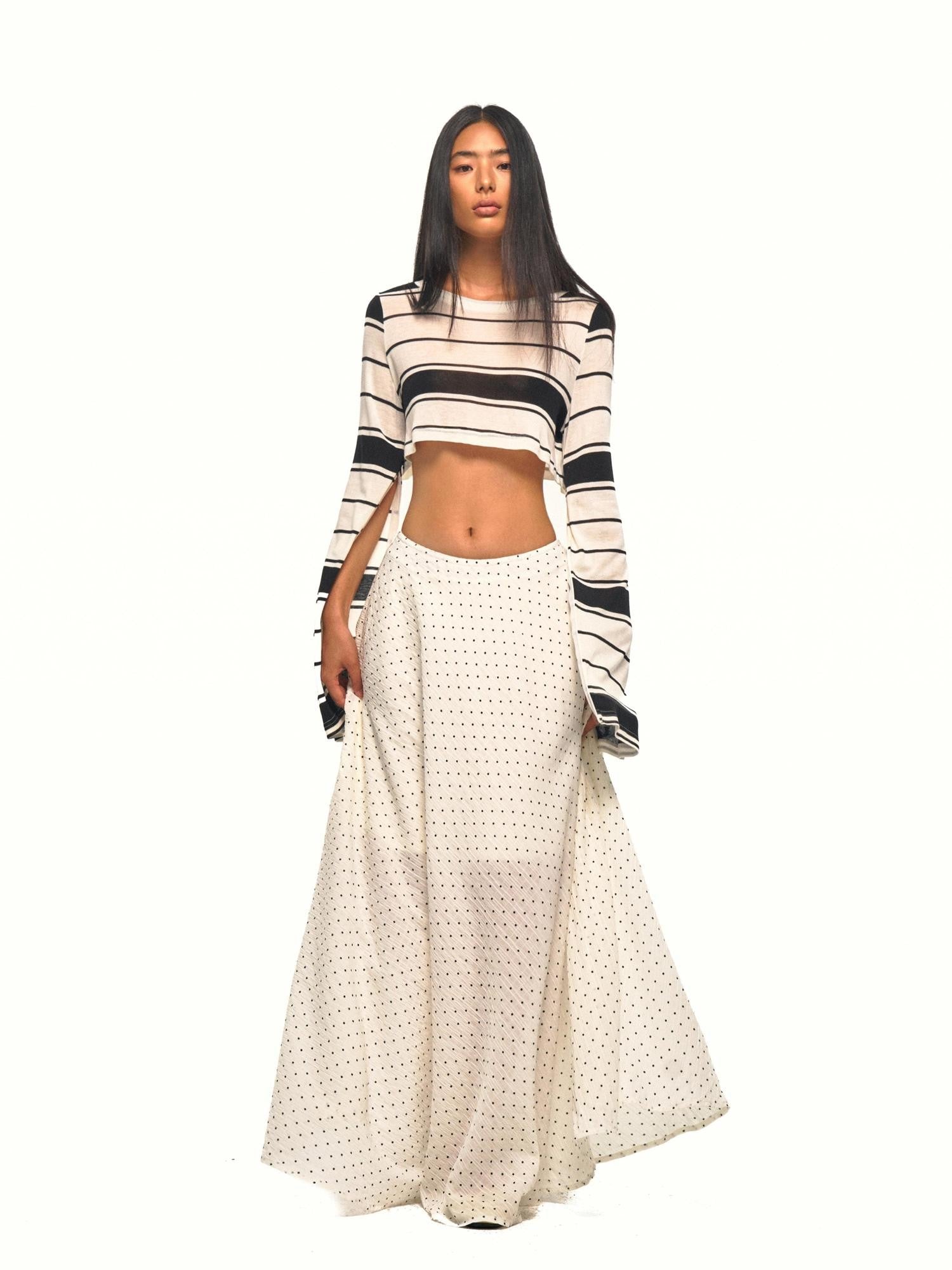 NyDkyel White Polka Dot Sheer Low Waist Women&