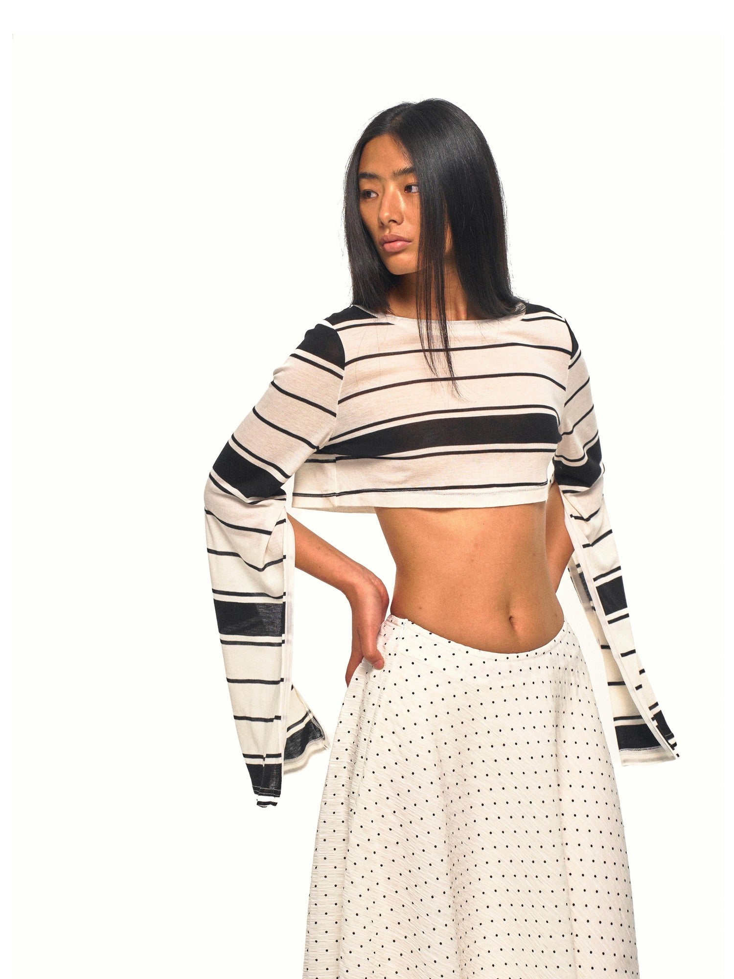 NyDkyel White Polka Dot Sheer Low Waist Women&