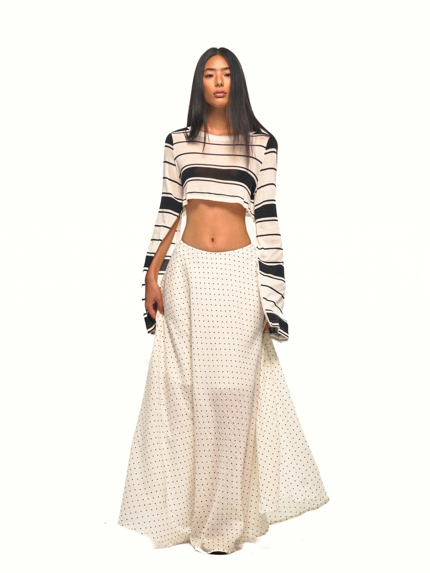 NyDkyel White Polka Dot Sheer Low Waist Women&