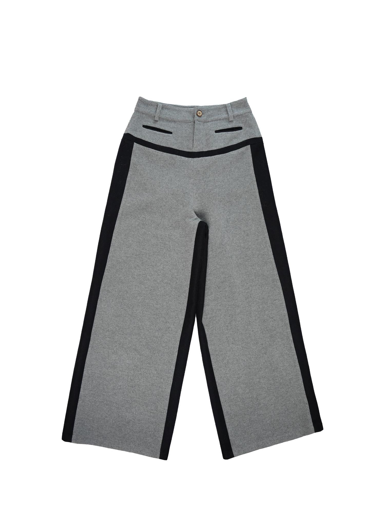 NyDkyel Wool Blend Pleated Trousers With Contrast Trim