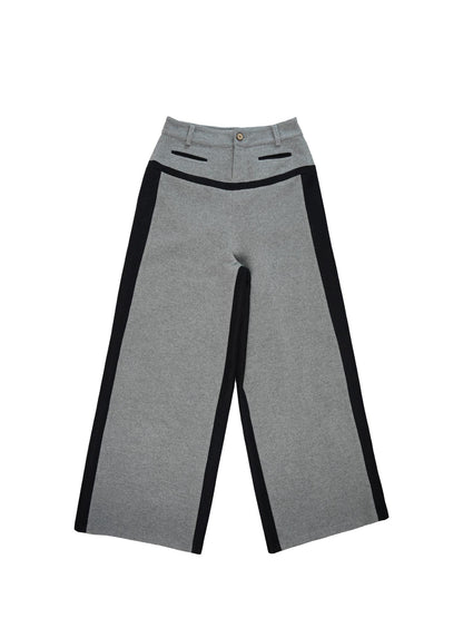 NyDkyel Wool Blend Pleated Trousers With Contrast Trim