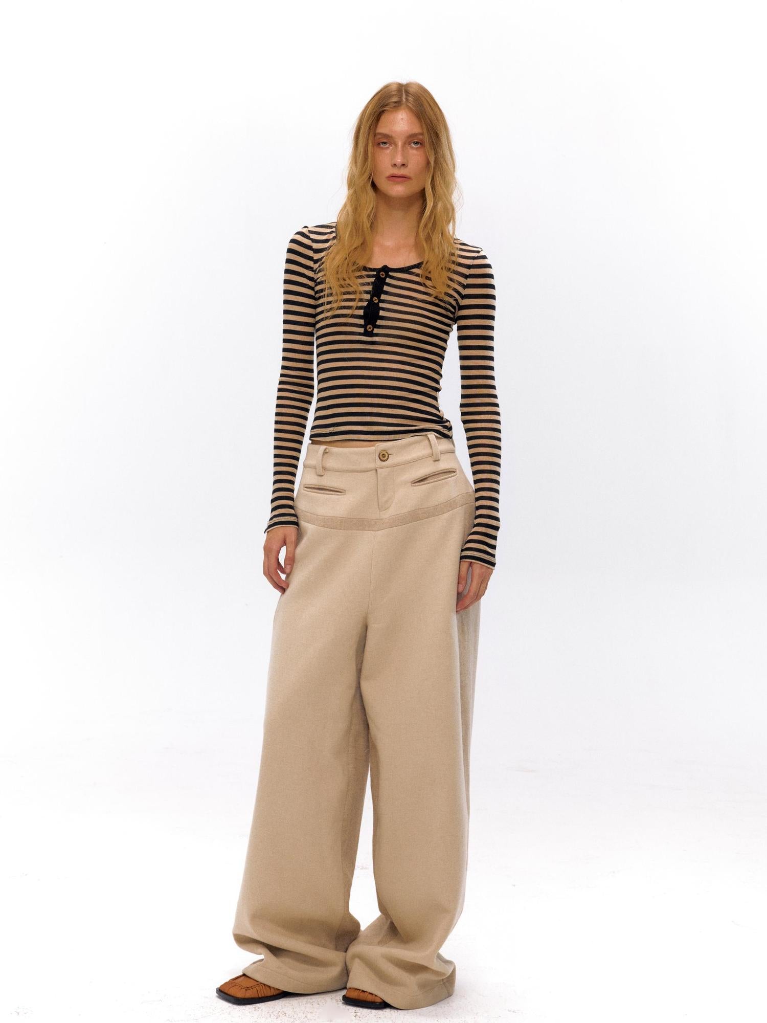 NyDkyel Wool Blend Tailored Trousers with Detailing