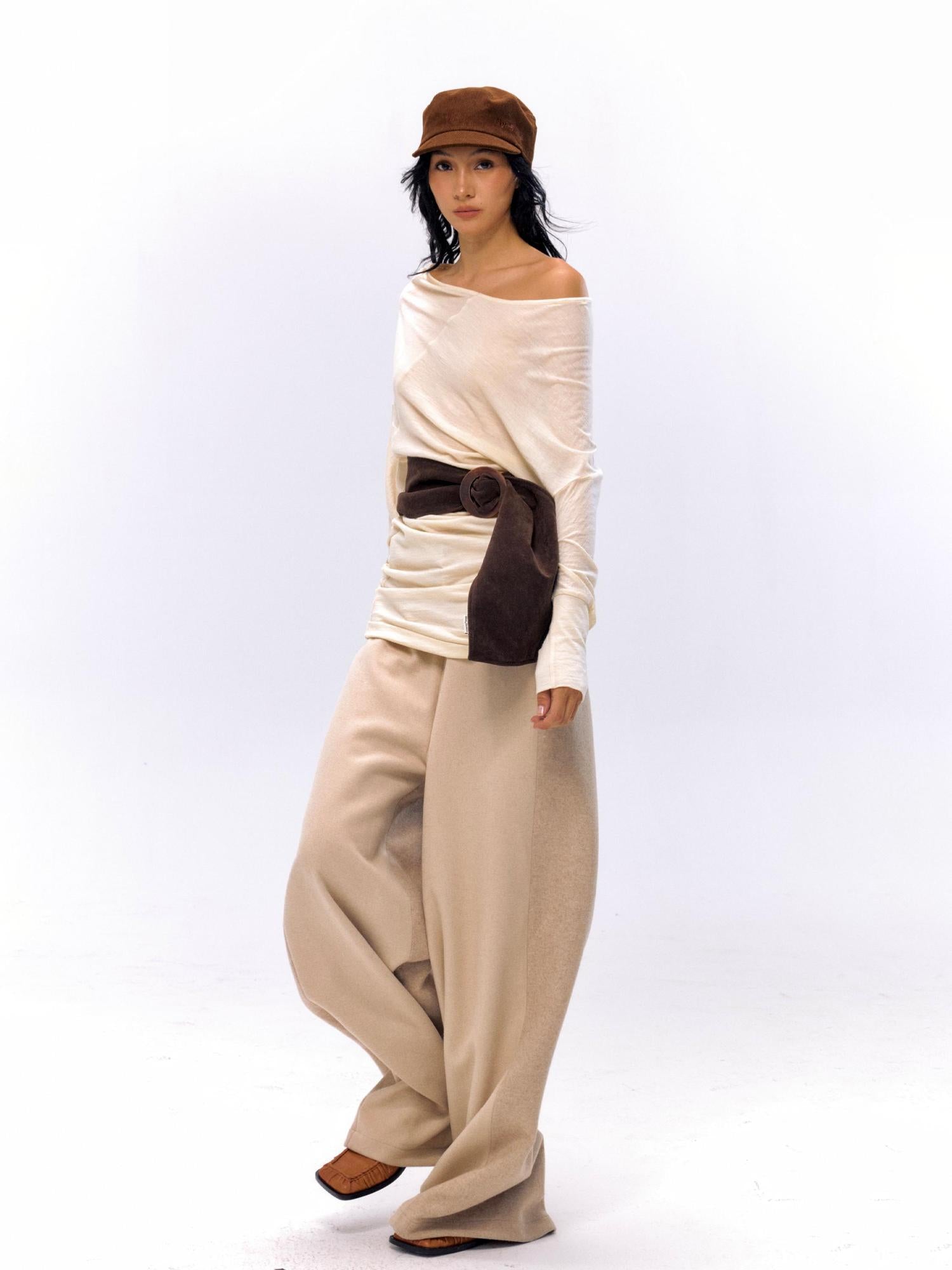 NyDkyel Wool Blend Tailored Trousers with Detailing