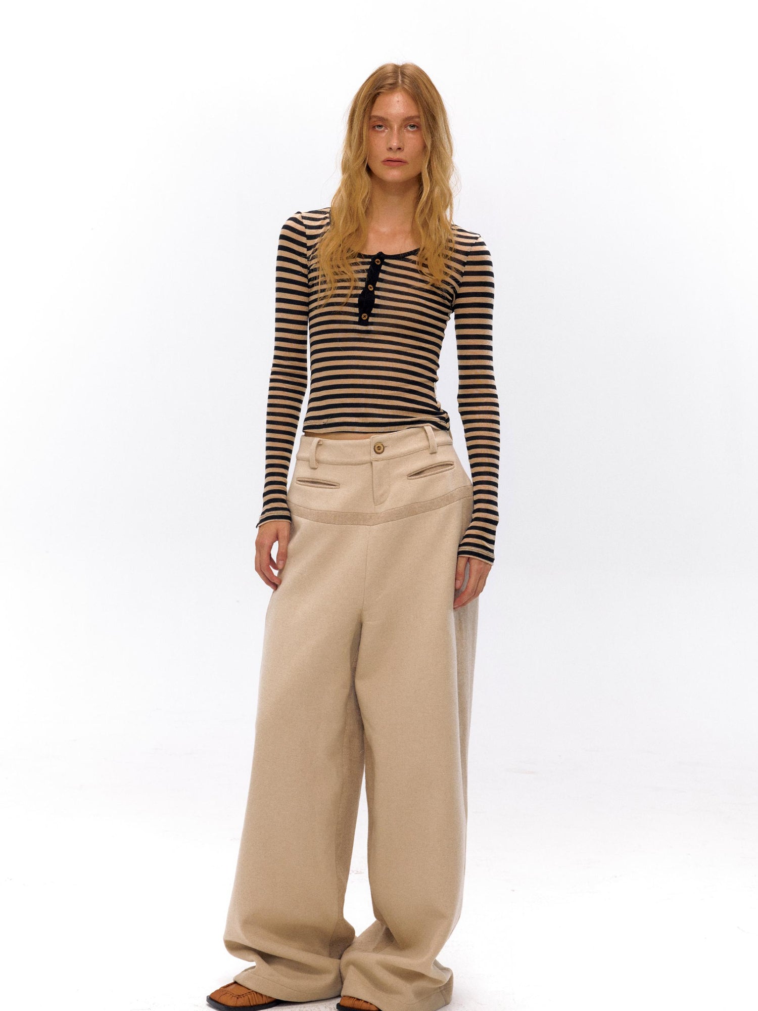 NyDkyel Wool Blend Tailored Trousers with Detailing