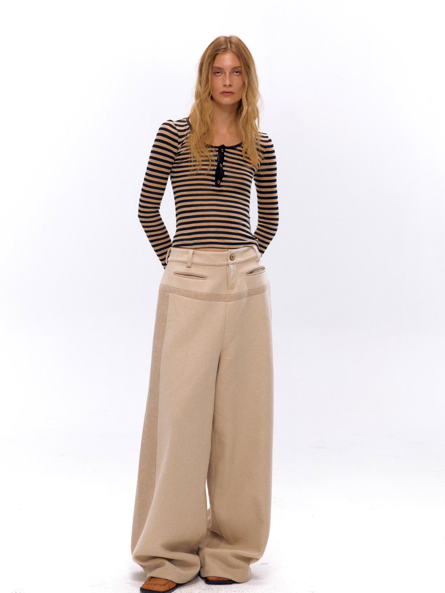 NyDkyel Wool Blend Tailored Trousers with Detailing